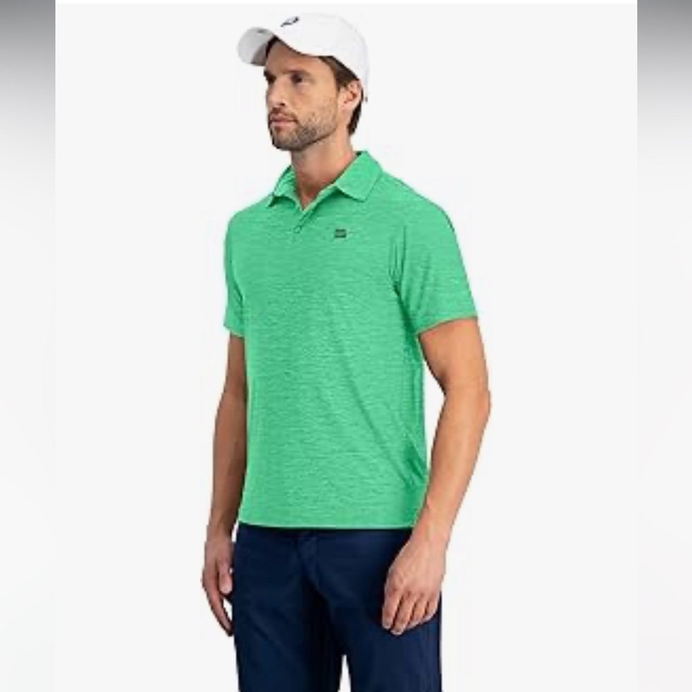 Three Sixty Six Men's Athletic Green Polo Shirt - Picture 4 of 10